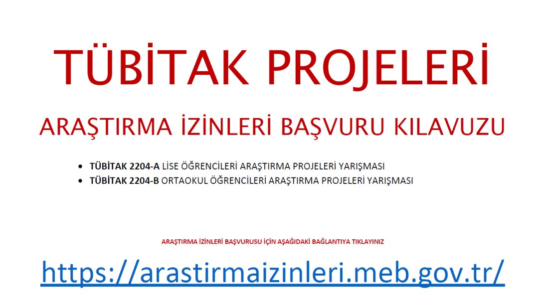 TÜBİTAK Projeleri Araştırma İzinleri Başvuru Kılavuzu